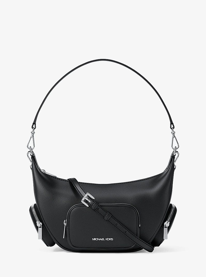 Merritt Medium Pebbled Leather Convertible Shoulder Bag Black Black