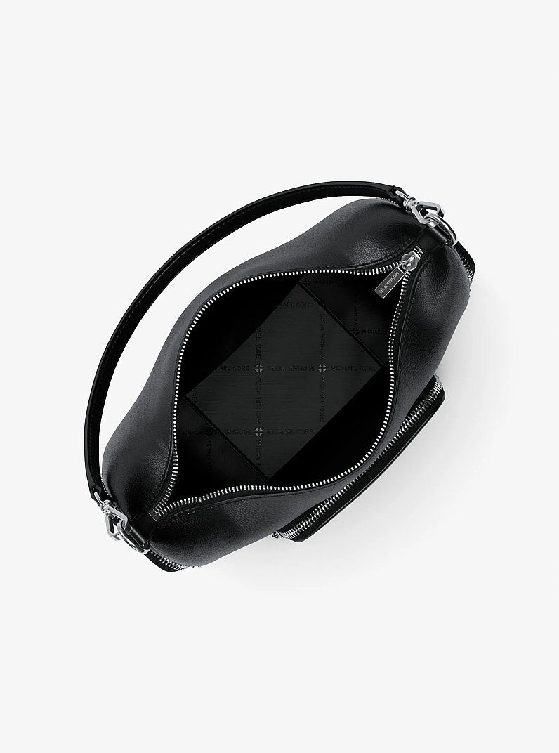 Merritt Medium Pebbled Leather Convertible Shoulder Bag Black Black