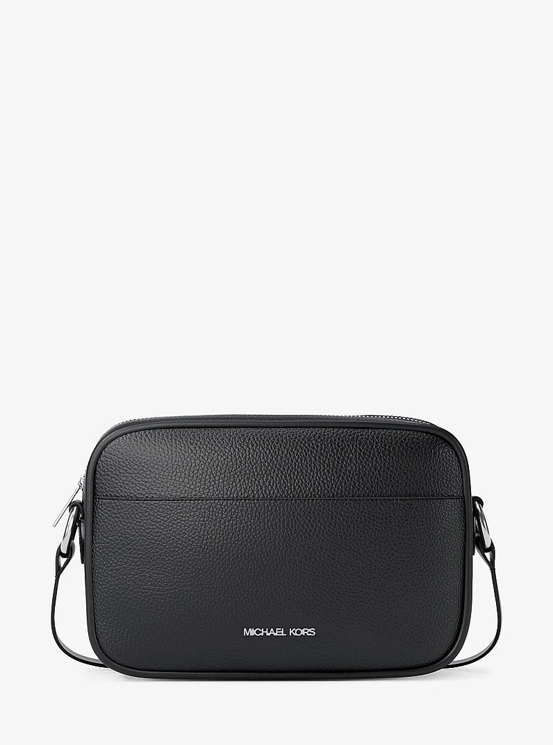 Jet Set Large Pebbled Leather Camera Crossbody Bag Black Black