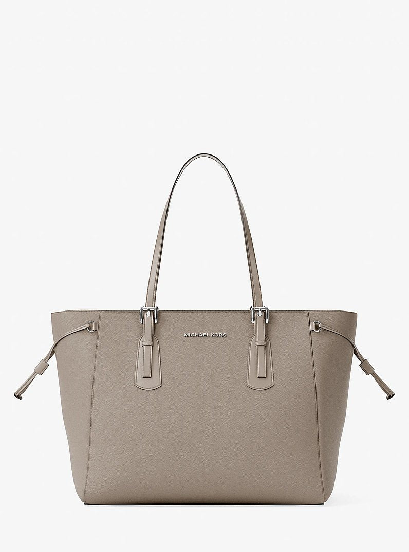 Voyager Large Saffiano Leather Tote Bag Pearl Grey Pearl Grey