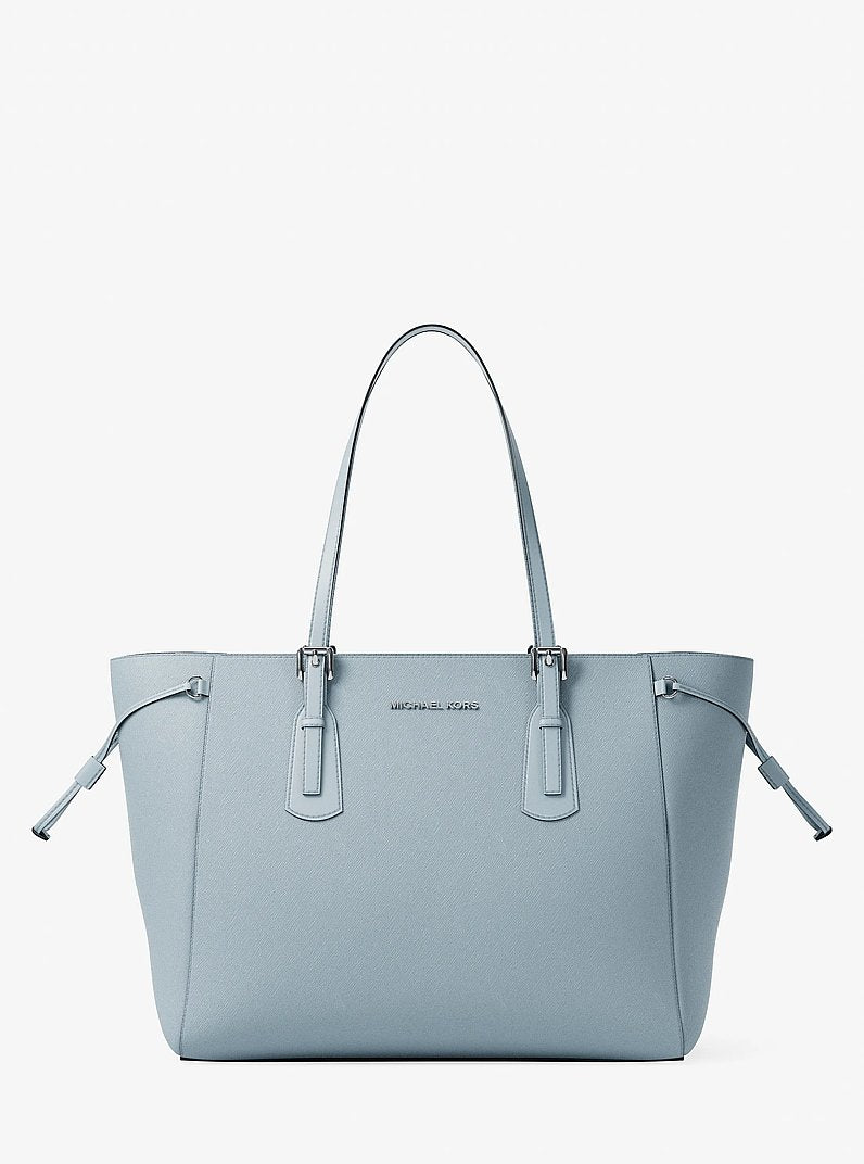 Voyager Large Saffiano Leather Tote Bag Pale Ocean Pale Ocean