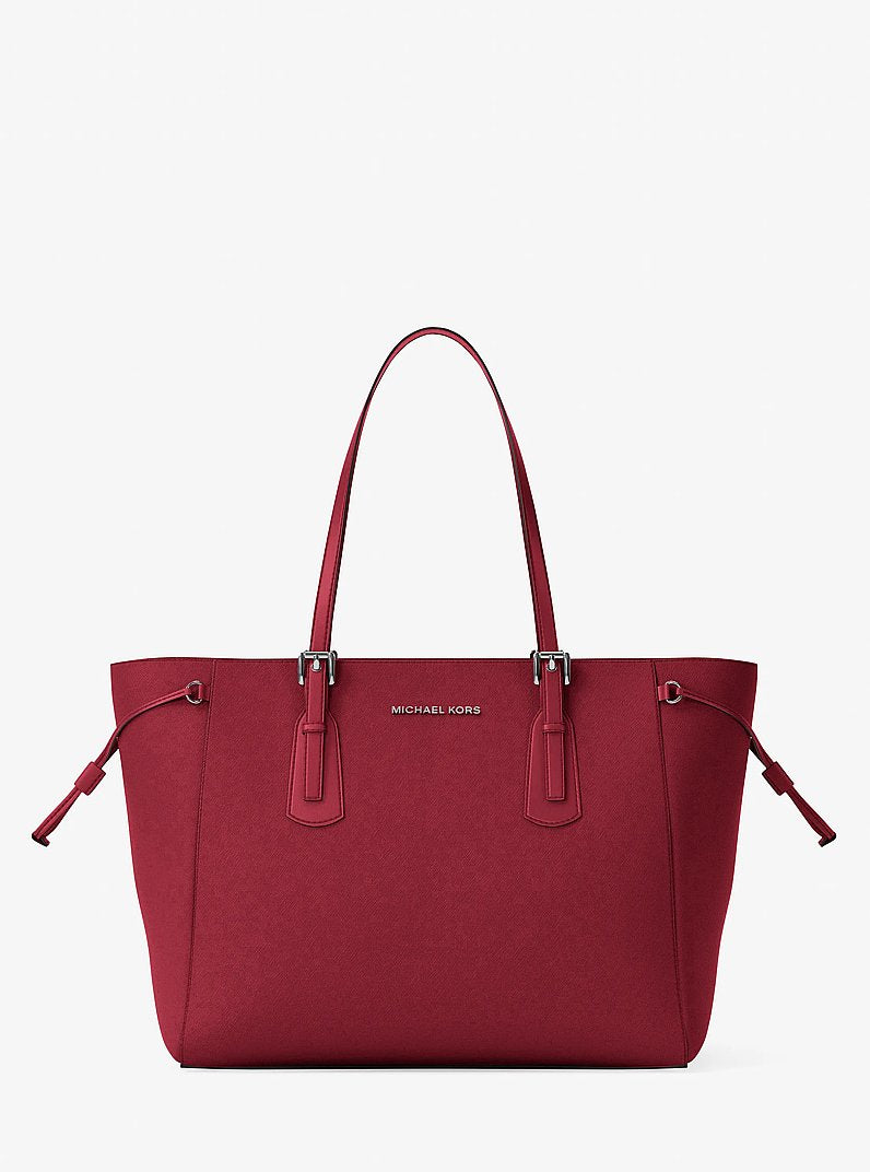 Voyager Large Saffiano Leather Tote Bag Maroon Maroon