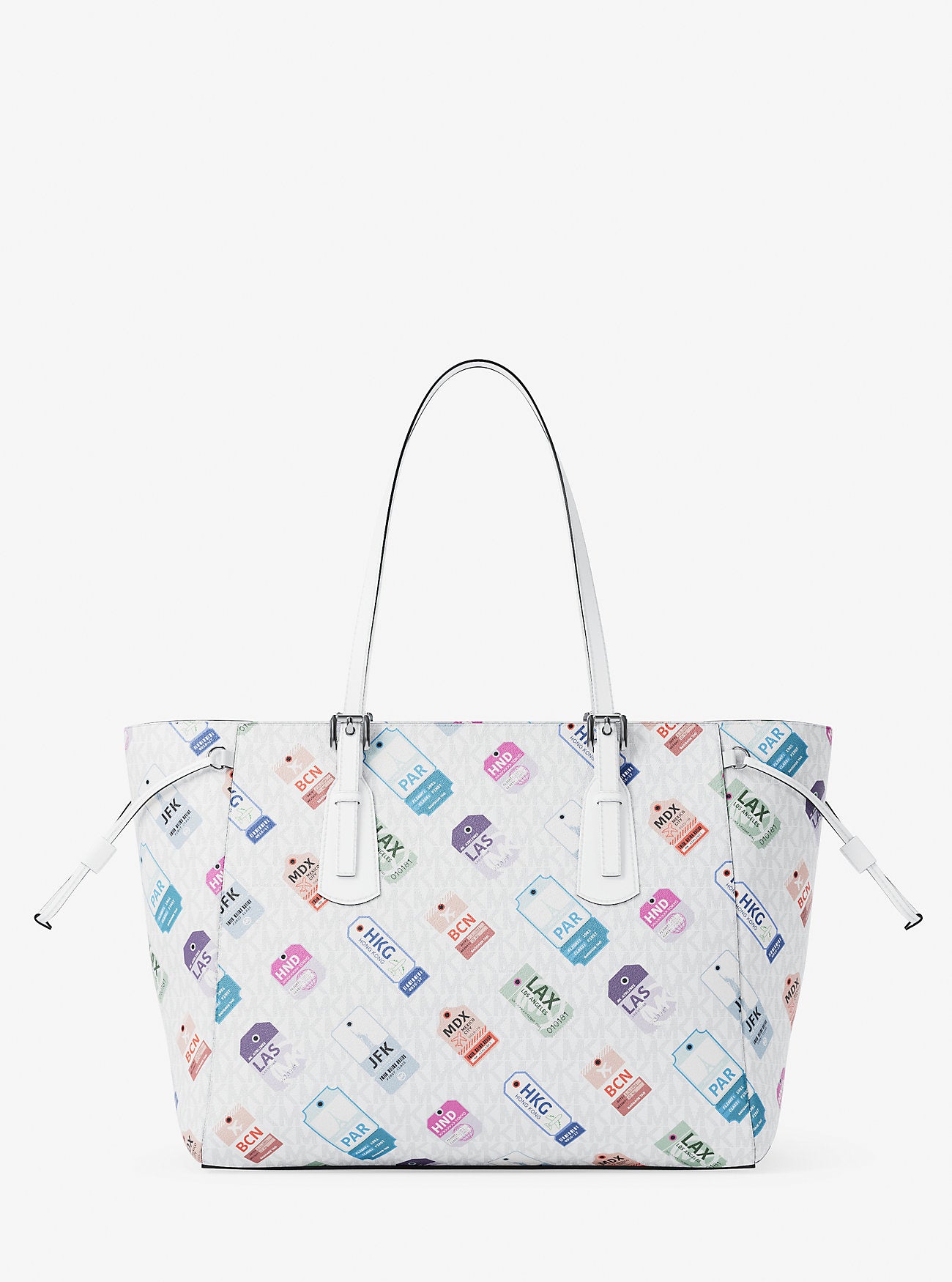 Voyager Large Printed Signature Logo Tote Bag Optic White Optic White
