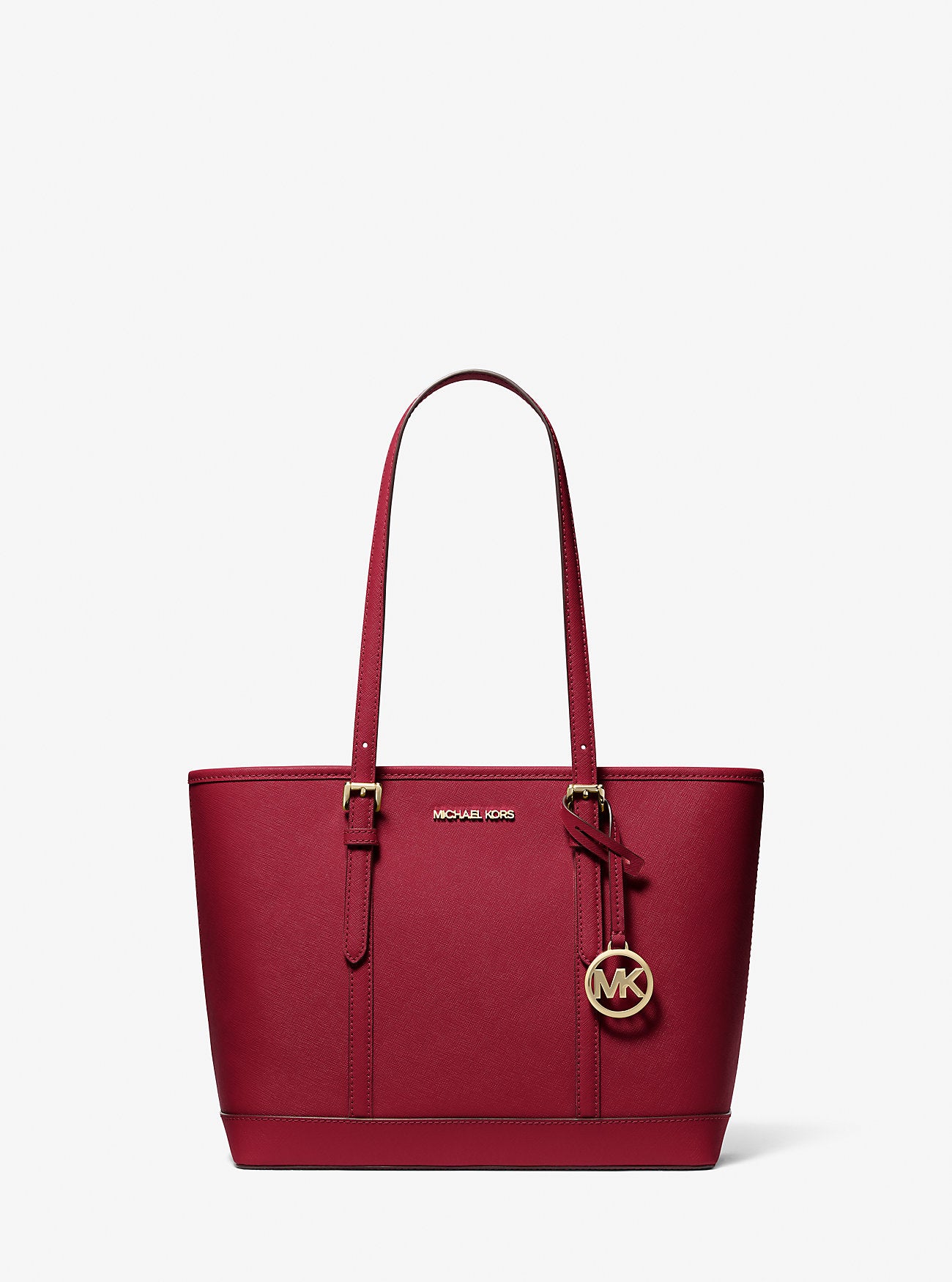 Michael Kors Jet Set Travel Small Saffiano Leather Top-Zip Tote Bag Cherry  Cherry