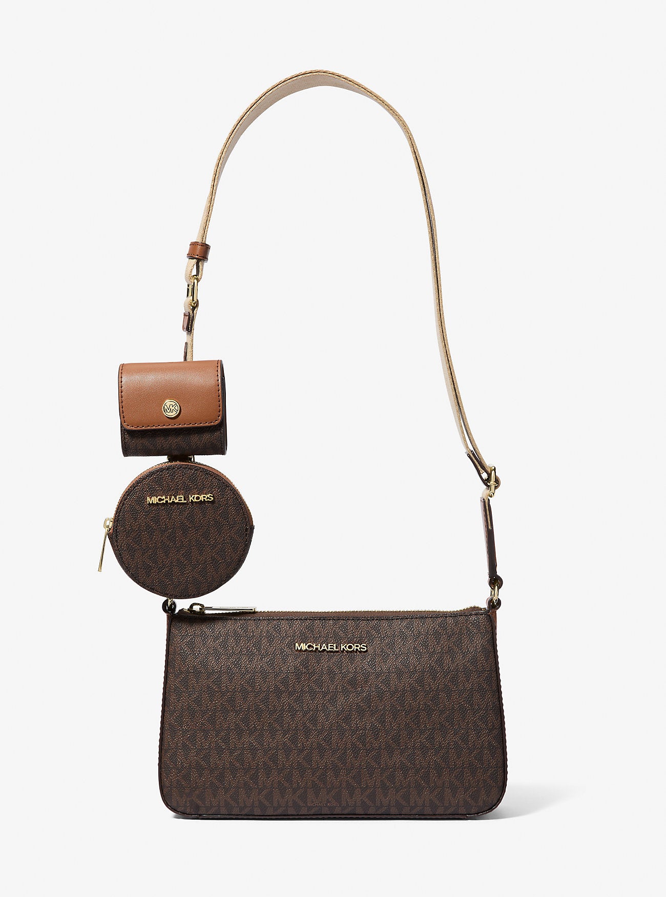Jet Set Logo Crossbody Bag with Case for Apple Airpods Pro® Brown Brown