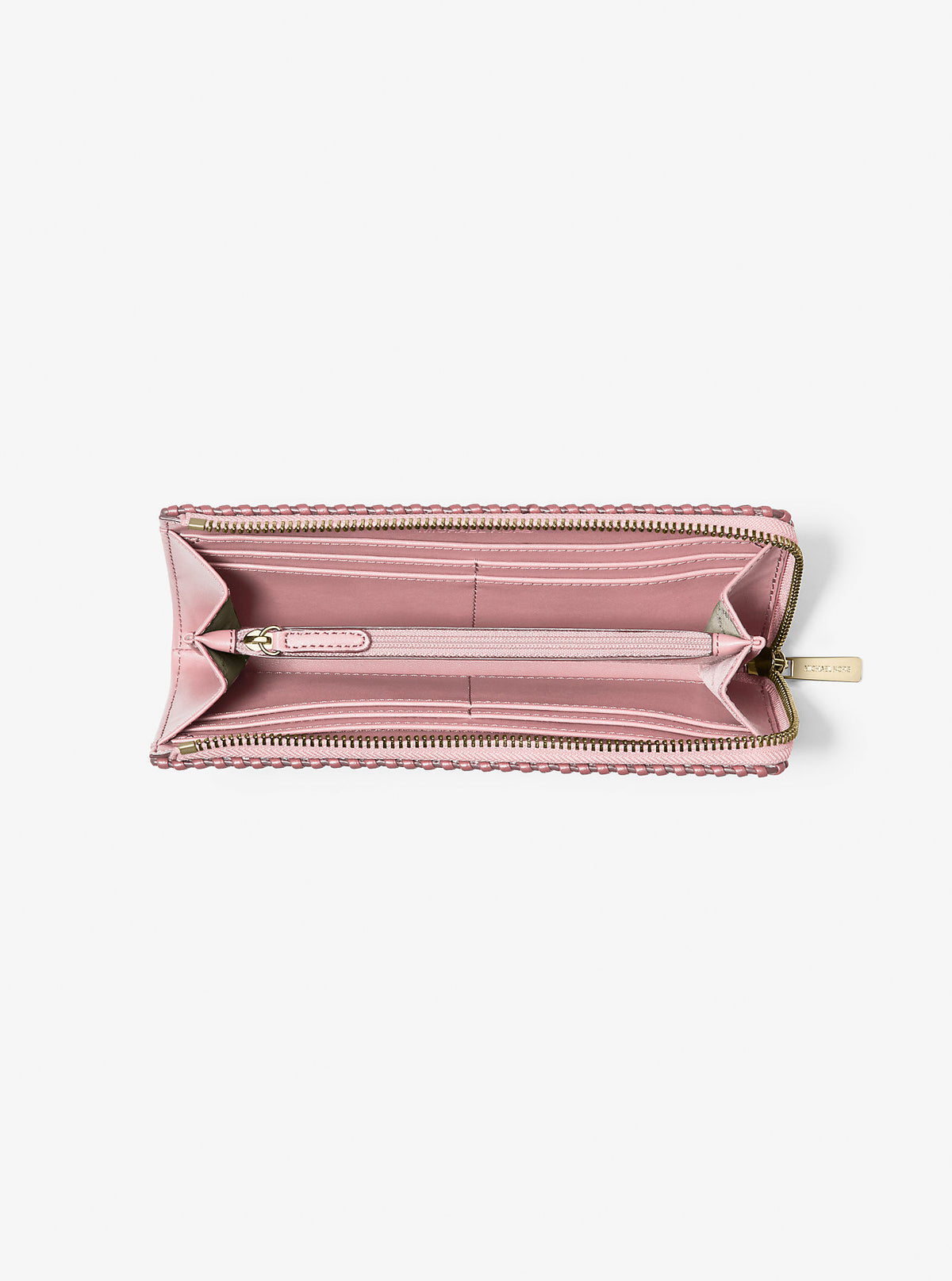 Jet Set Travel Large Pebbled Leather Quarter-Zip Wallet Powder Blush Powder Blush