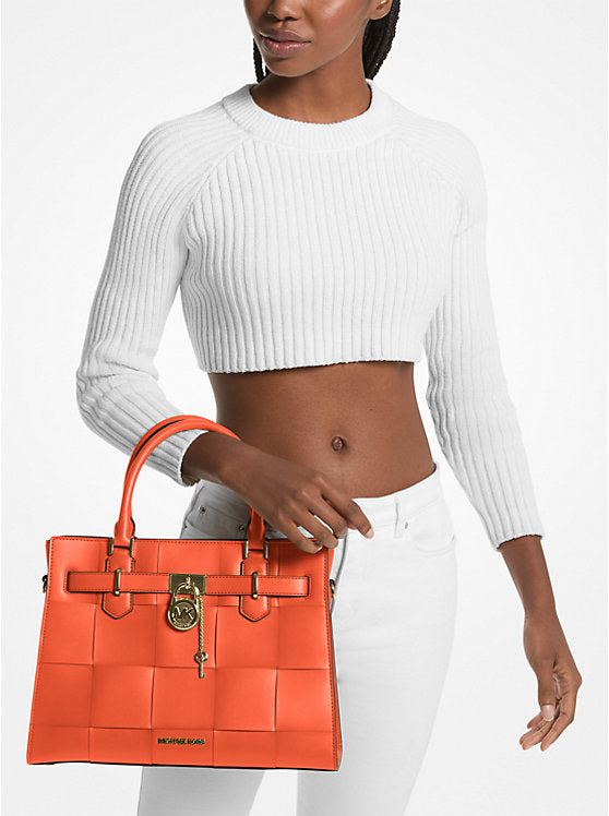 Hamilton Medium Woven Satchel Red Clay