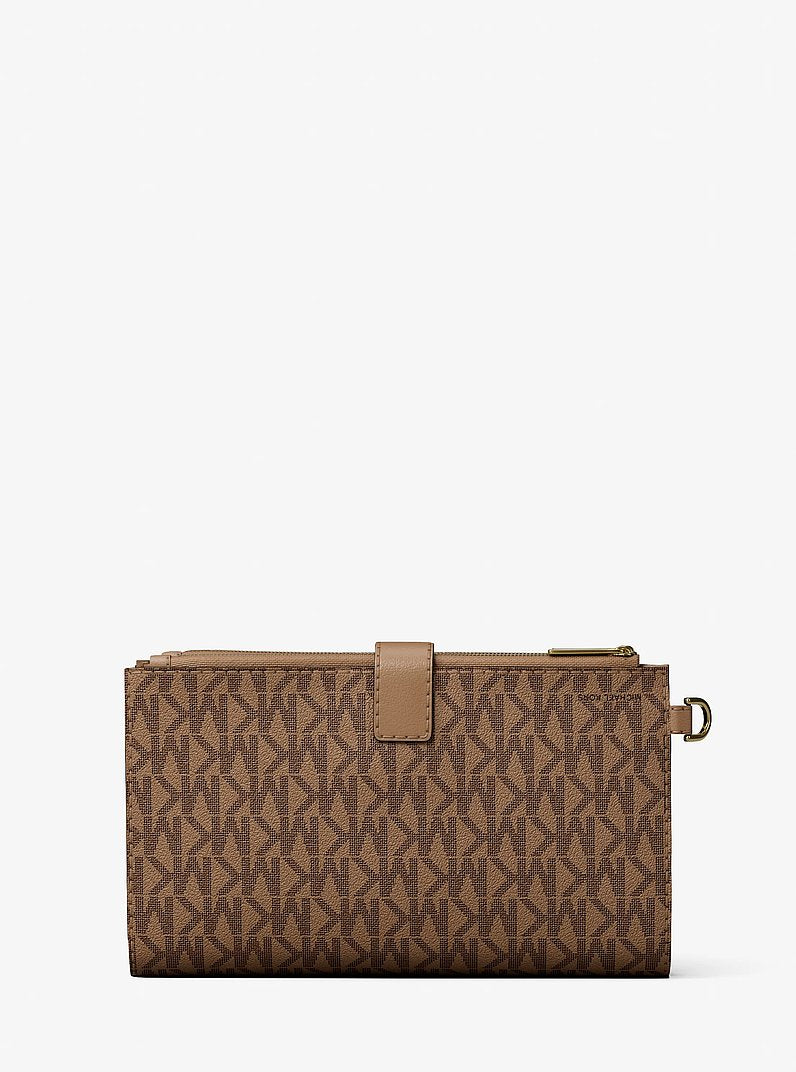 Jet Set Large Signature Logo Wristlet Camel Camel