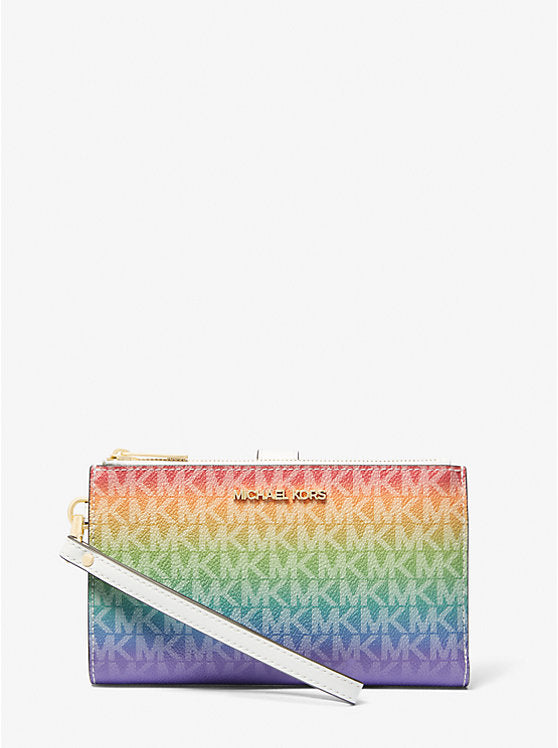 Micheal Kors Jet Set Rainbow Signature Logo Wristlet Rainbow