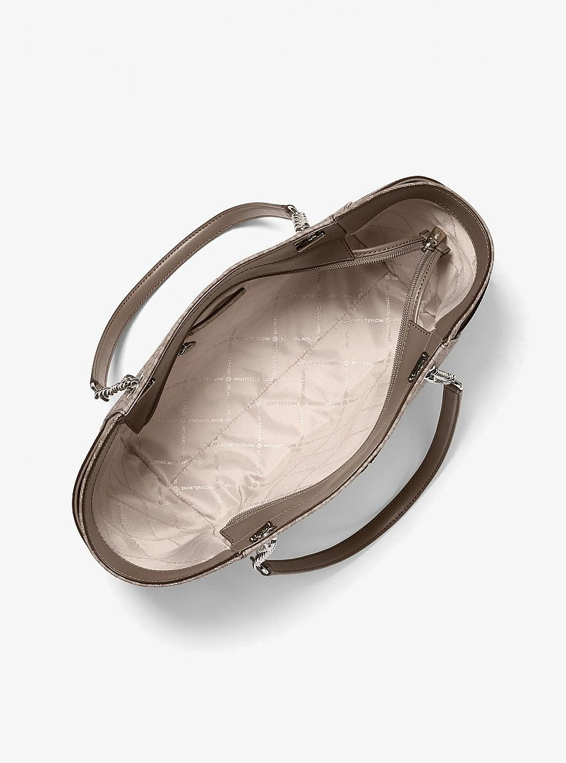 Jet Set Large Signature Logo Shoulder Bag Mushroom Mushroom