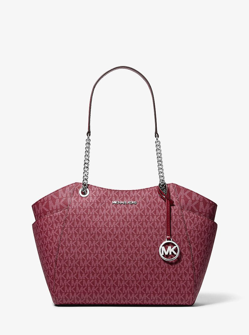 Jet Set Large Signature Logo Shoulder Bag Maroon Maroon