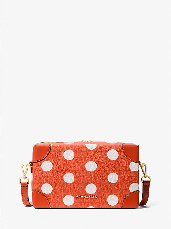 Micheal Kors Jeanie Small Polka Dot Signature Logo Trunk Crossbody Bag Red Clay