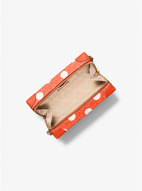 Jeanie Small Polka Dot Signature Logo Trunk Crossbody Bag Red Clay