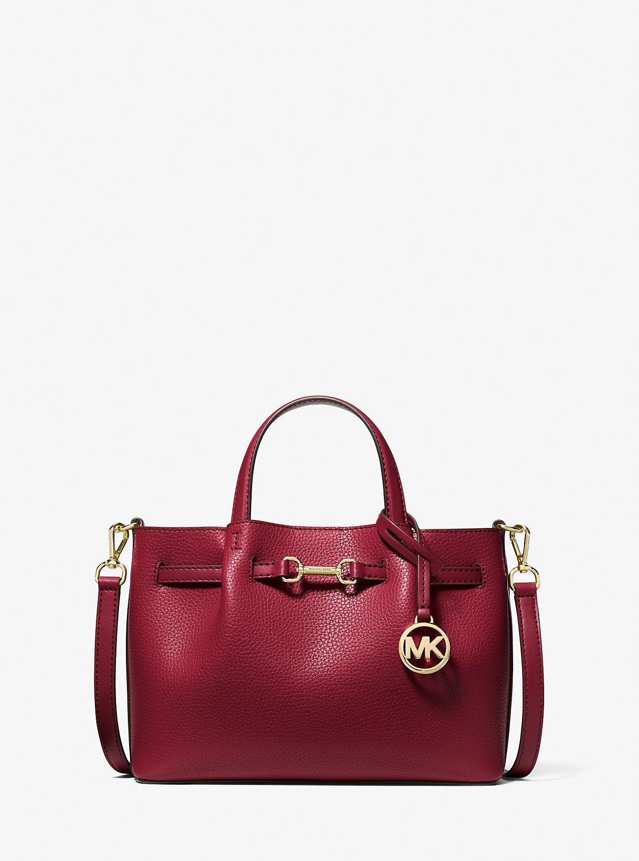 Carson Small Pebbled Leather Satchel Cherry Cherry