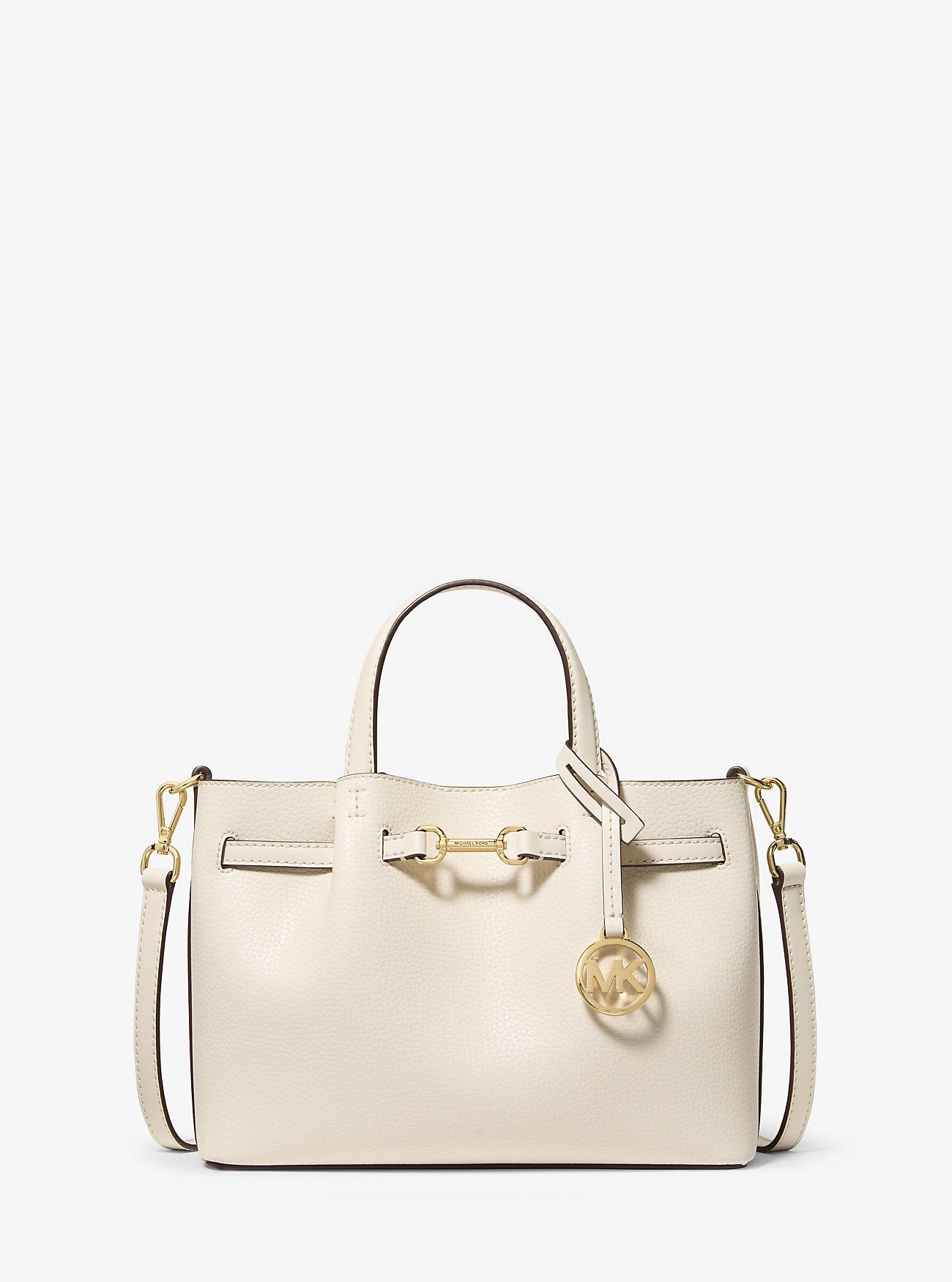 Carson Small Pebbled Leather Satchel Lt Cream Lt Cream