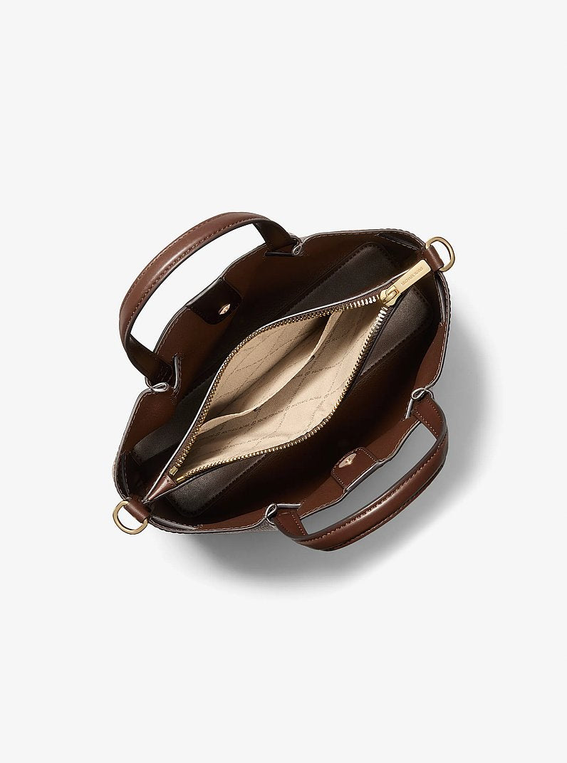 Carson Small Pebbled Leather Satchel Nutmeg Nutmeg