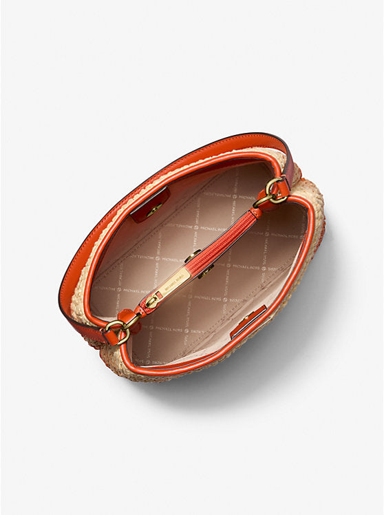 Pratt Medium Ombr Straw Shoulder Bag Red Clay