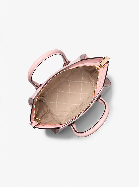 Avril Small Signature Logo Jacquard Satchel Powder Blush