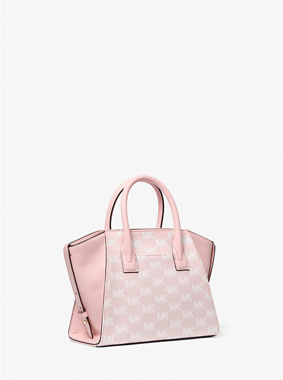 Avril Small Signature Logo Jacquard Satchel Powder Blush