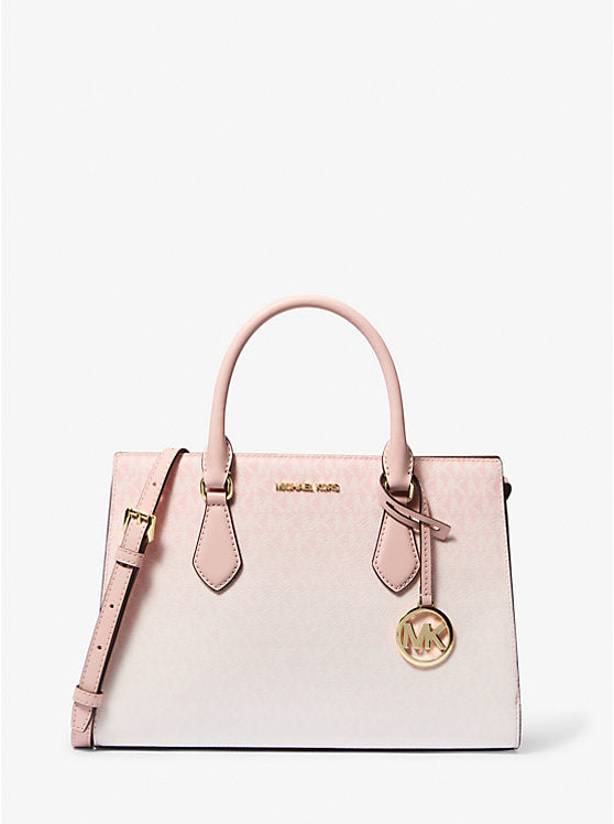 Micheal Kors Sheila Medium Ombr Signature Logo Satchel Powder Blush