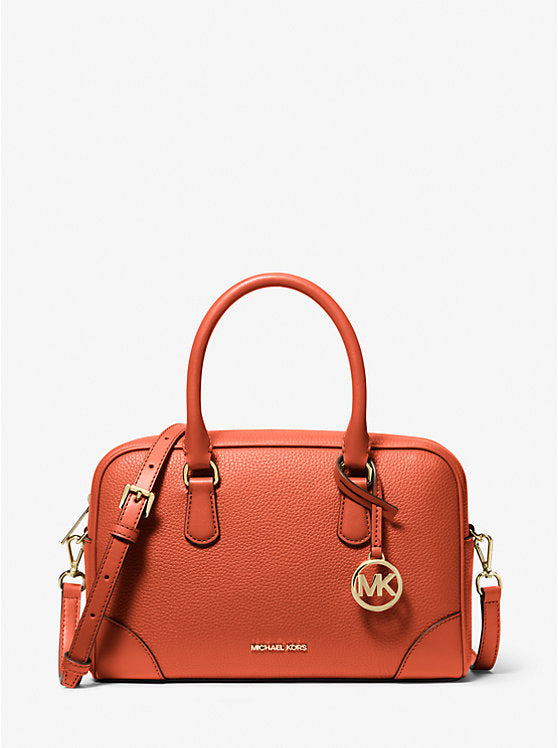 Micheal Kors Thompson Pebbled Leather Satchel Red Clay