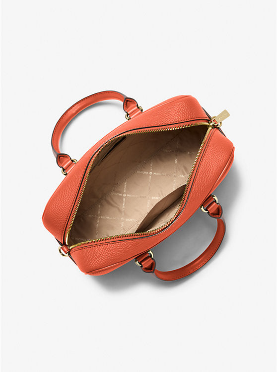 Thompson Pebbled Leather Satchel Red Clay