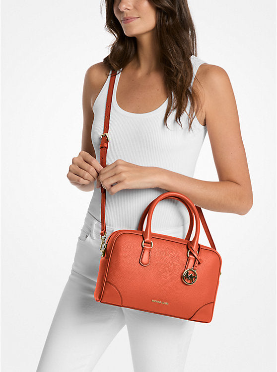 Thompson Pebbled Leather Satchel Red Clay