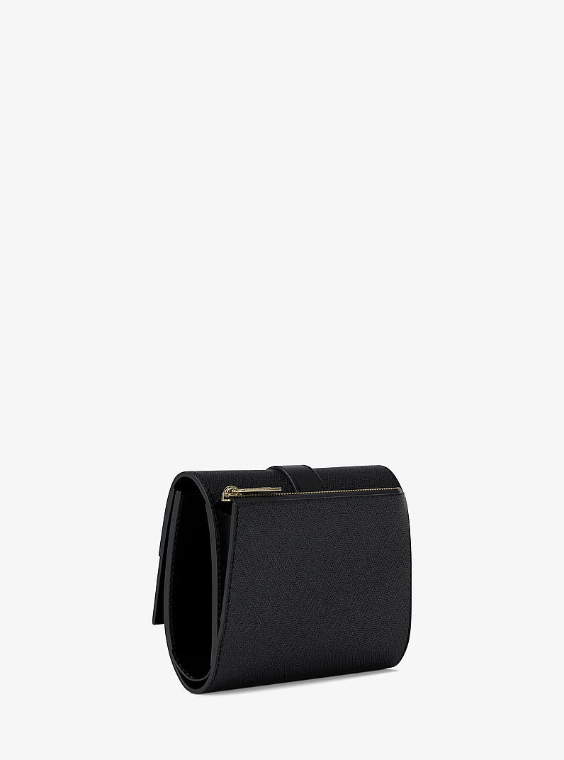 Greenwich Medium Saffiano Leather Trifold Wallet Black Black