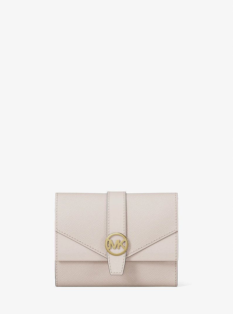 Greenwich Medium Saffiano Leather Trifold Wallet Lt Cream Lt Cream