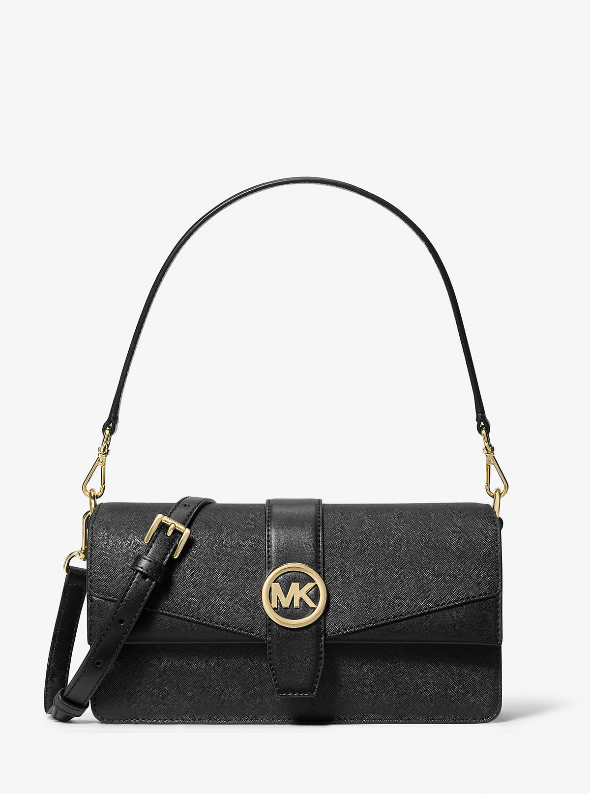 Greenwich Medium Saffiano Leather Shoulder Bag Black Black