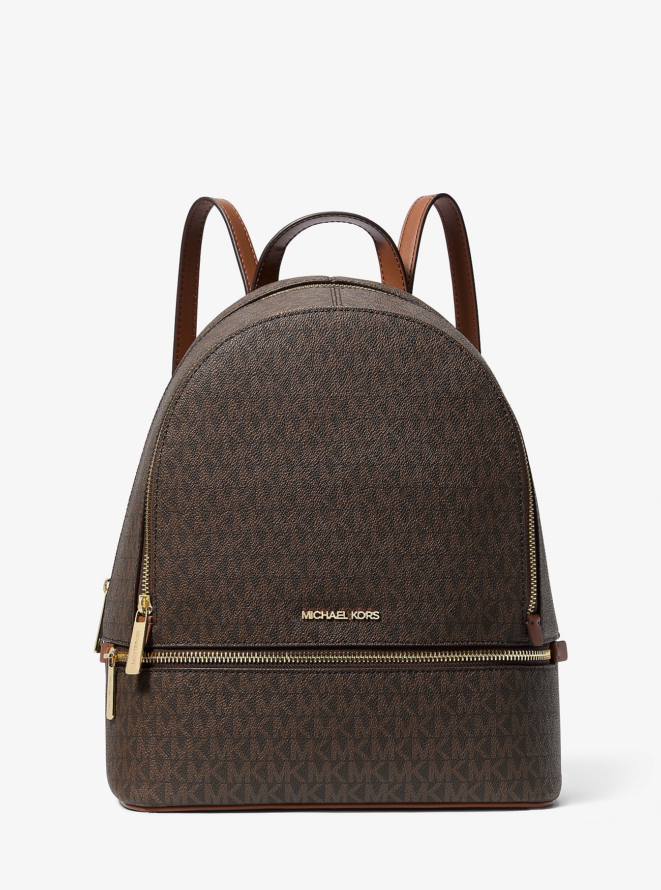 Rhea Medium Signature Logo Backpack Brown Brown