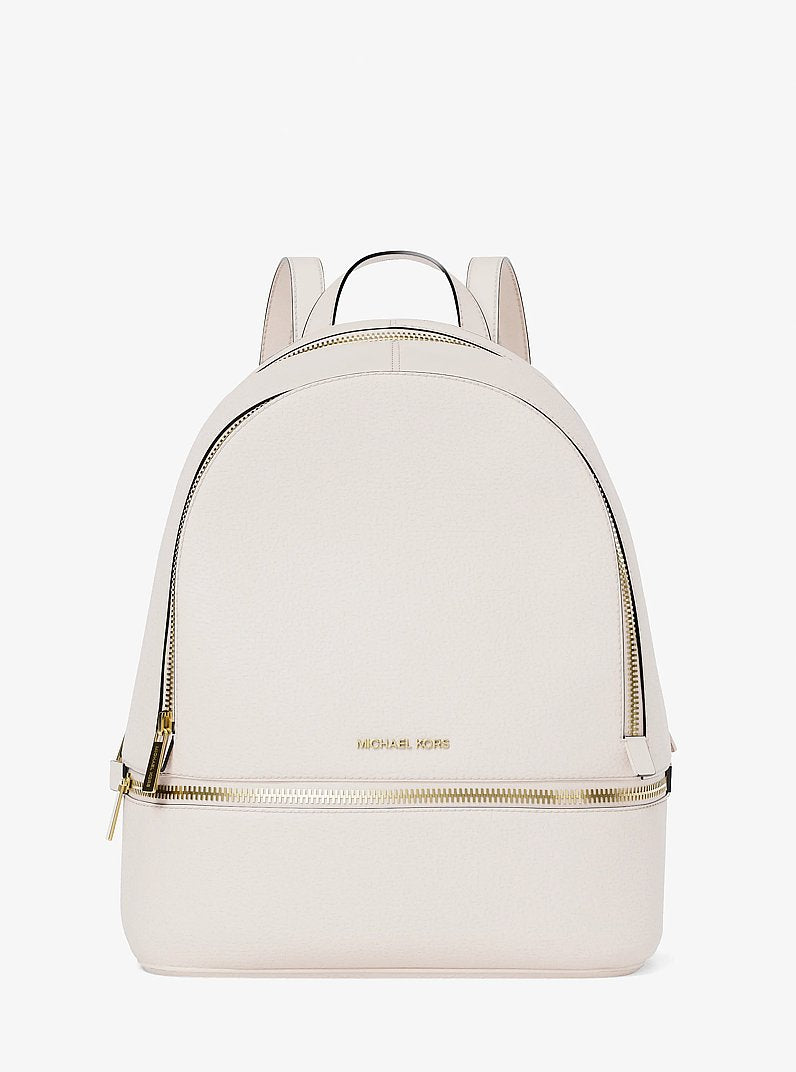 Rhea Medium Pebbled Leather Backpack Lt Cream Lt Cream