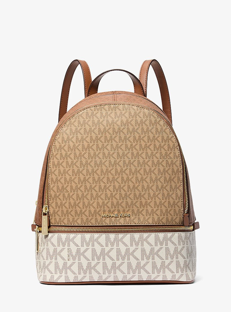 Rhea Medium Color-Block Signature Logo Backpack Camel Mlt Camel Mlt