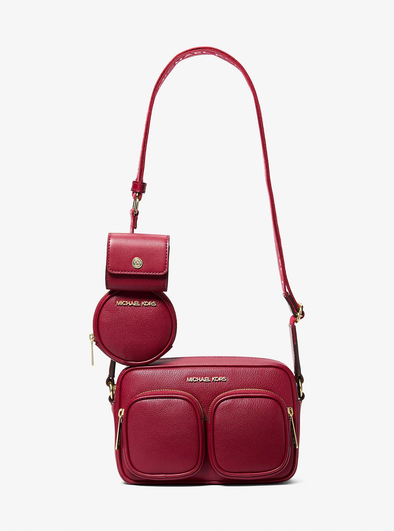 Jet Set Travel Medium Leather Messenger Bag Cherry Cherry