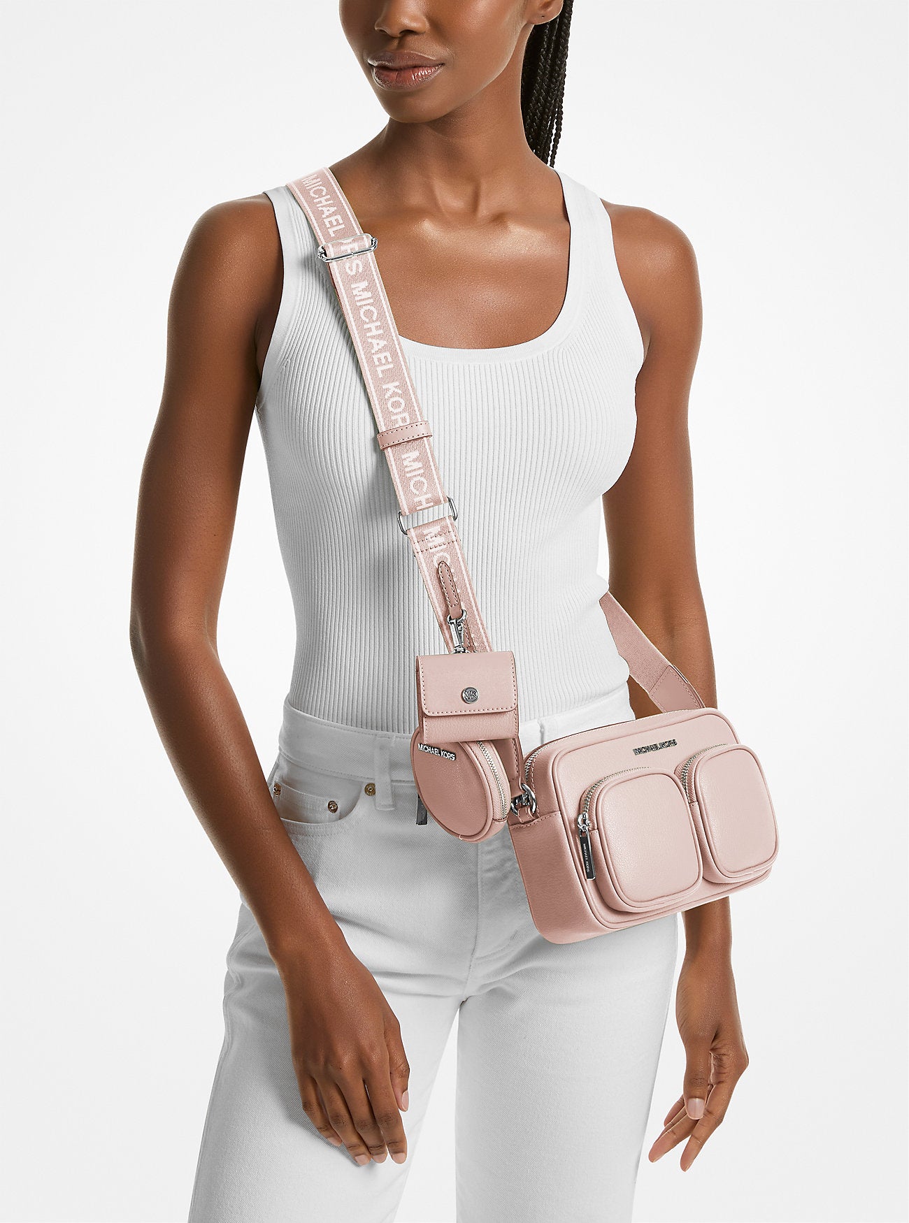 Jet Set Travel Medium Leather Messenger Bag Powder Blush Powder Blush