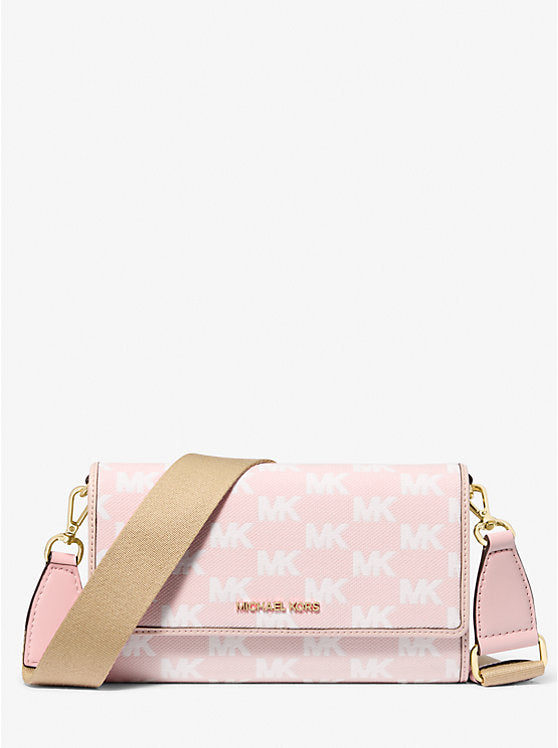 Micheal Kors Jet Set Large Logo Jacquard Crossbody Bag Luggage