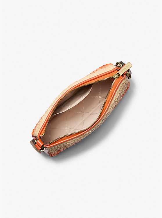 Jet Set Small Ombr Straw Crossbody Bag with Case for Apple Airpods Pro Red Clay