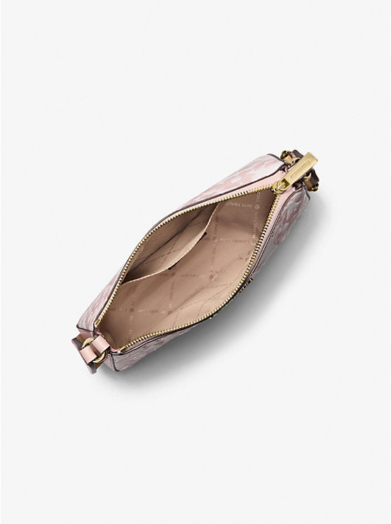 Jet Set Small Sequined Floral Print Crossbody Bag with Case for Apple Airpods Pro Powder Blush