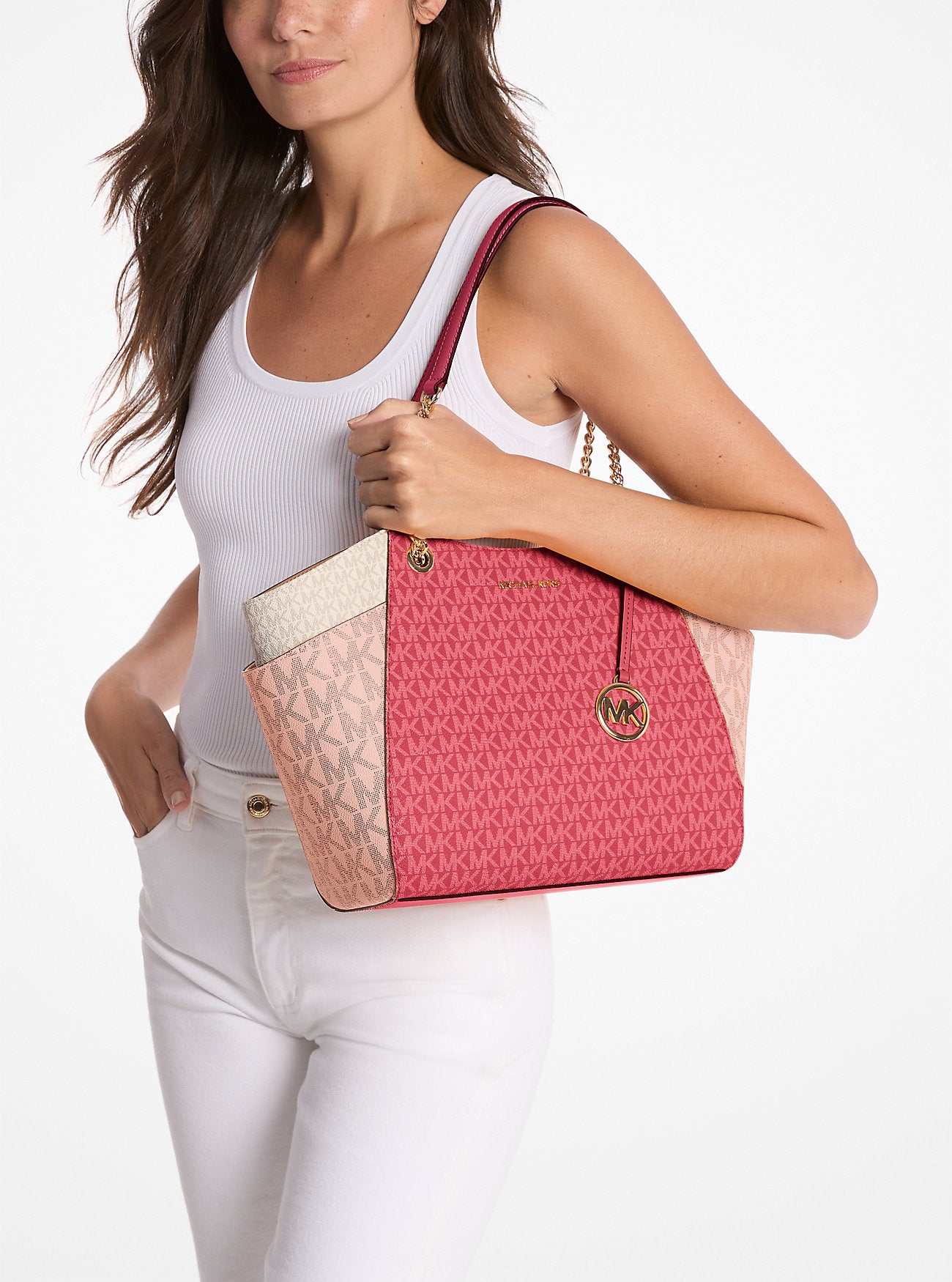 Jet Set Large Color-Block Signature Logo Tote Bag Cherry Multi Cherry Multi