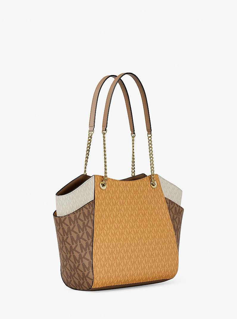 Jet Set Large Color-Block Signature Logo Tote Bag Honeywheat Multi Honeywheat Multi