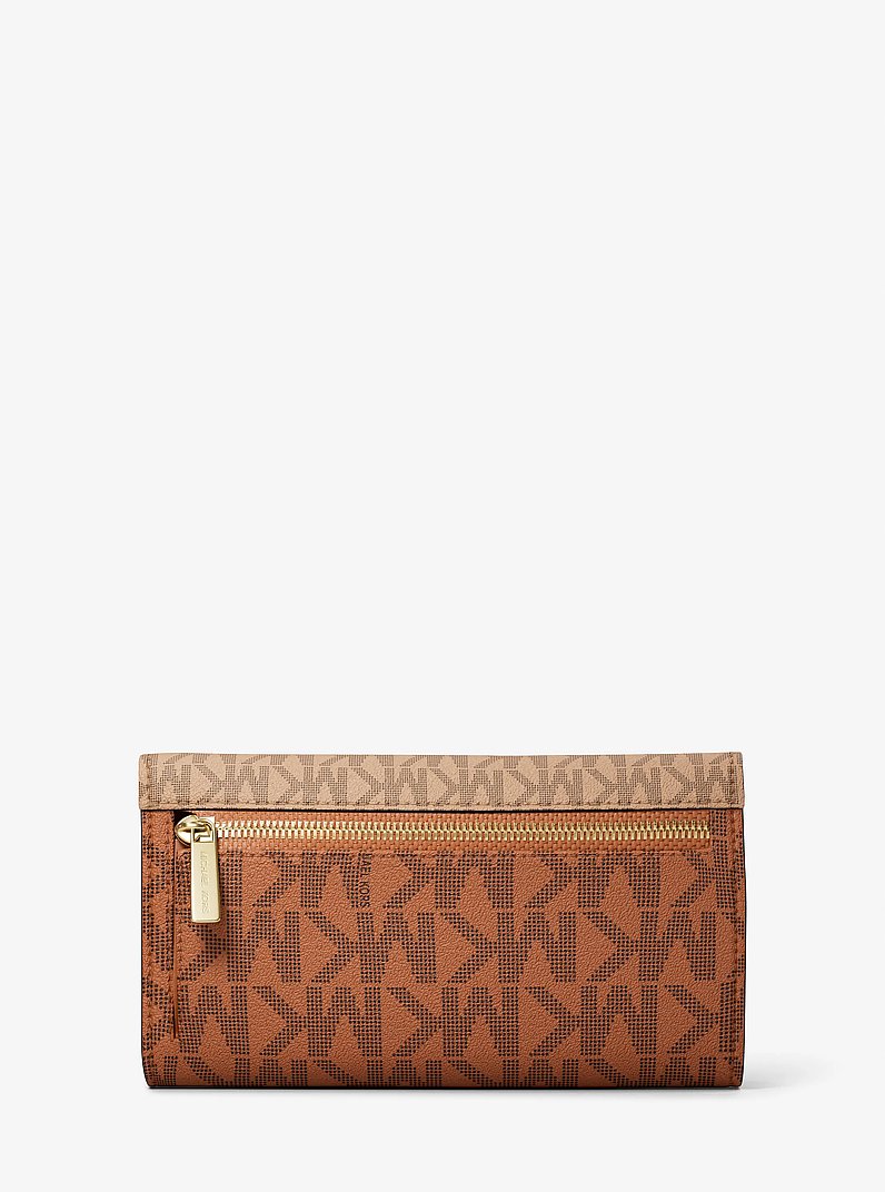 Jet Set Large Signature Logo Tri-Fold Wallet Camel Mlt Camel Mlt