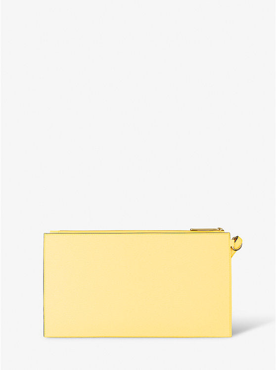 Jet Set Large Studded Pebbled Leather Wristlet Daisy Yellow