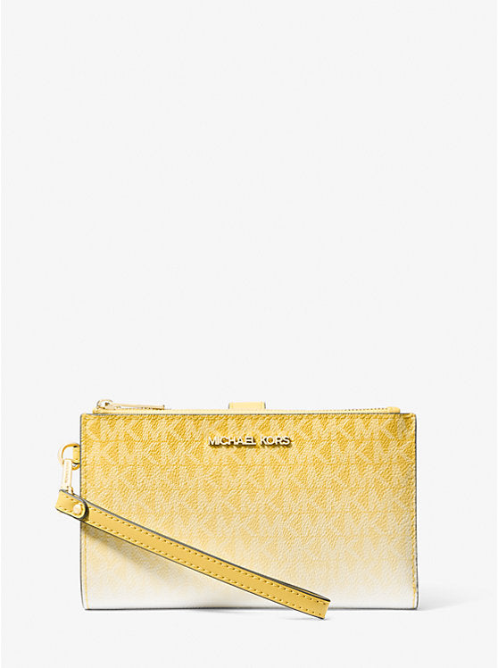Micheal Kors Jet Set Large Ombr Signature Logo Wristlet Daisy Yellow
