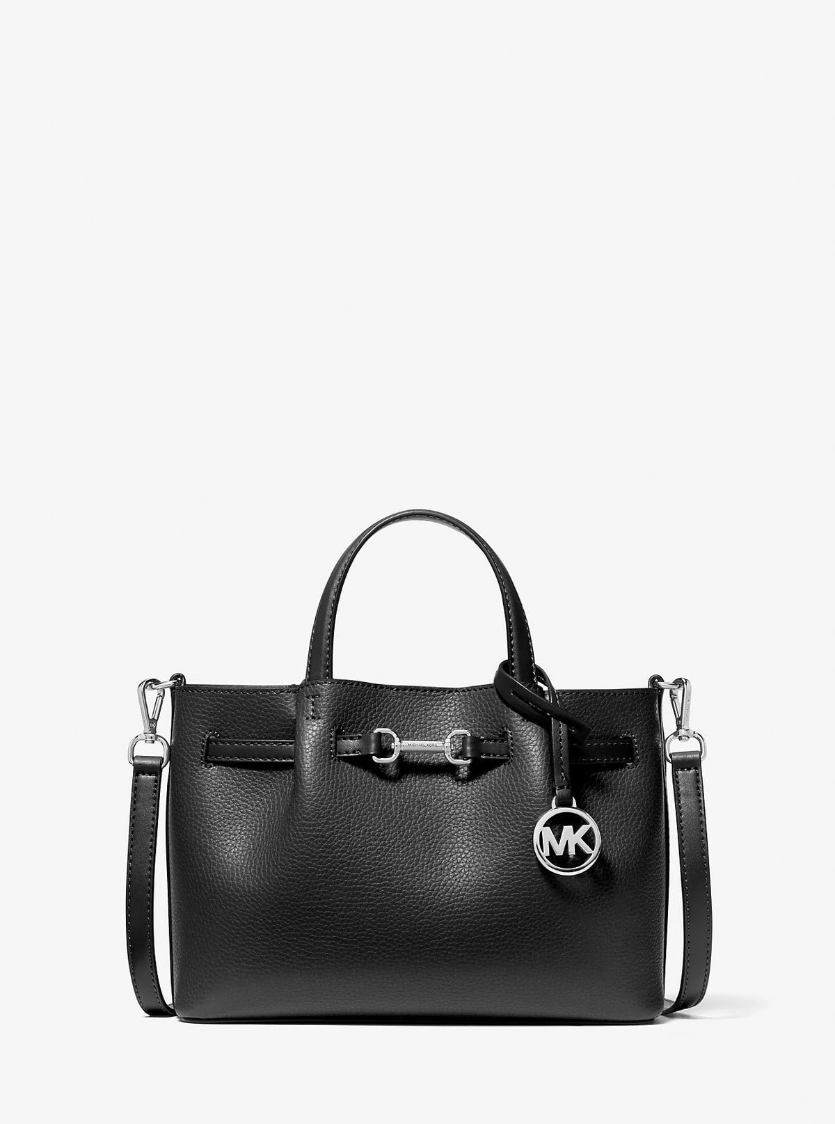 Carson Small Pebbled Leather Satchel Black Black