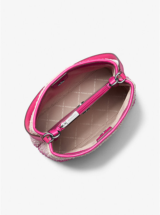 Pratt Medium Ombr Straw Shoulder Bag Dragonfruit