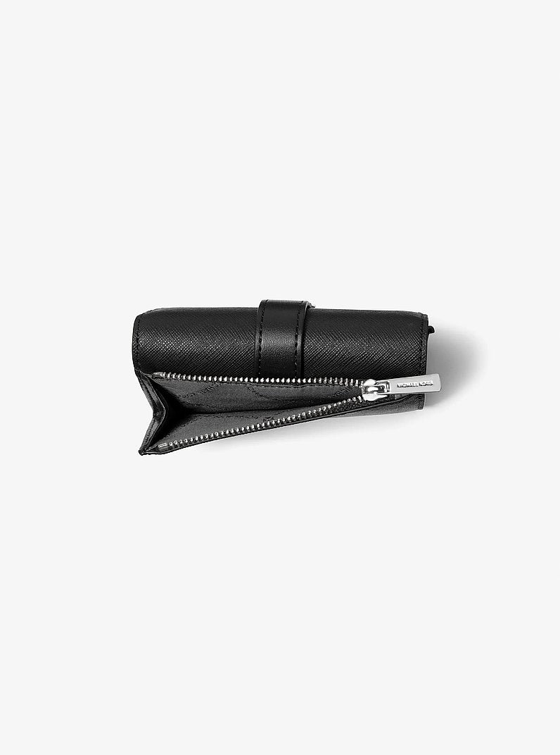Greenwich Medium Leather Trifold Wallet Black Black