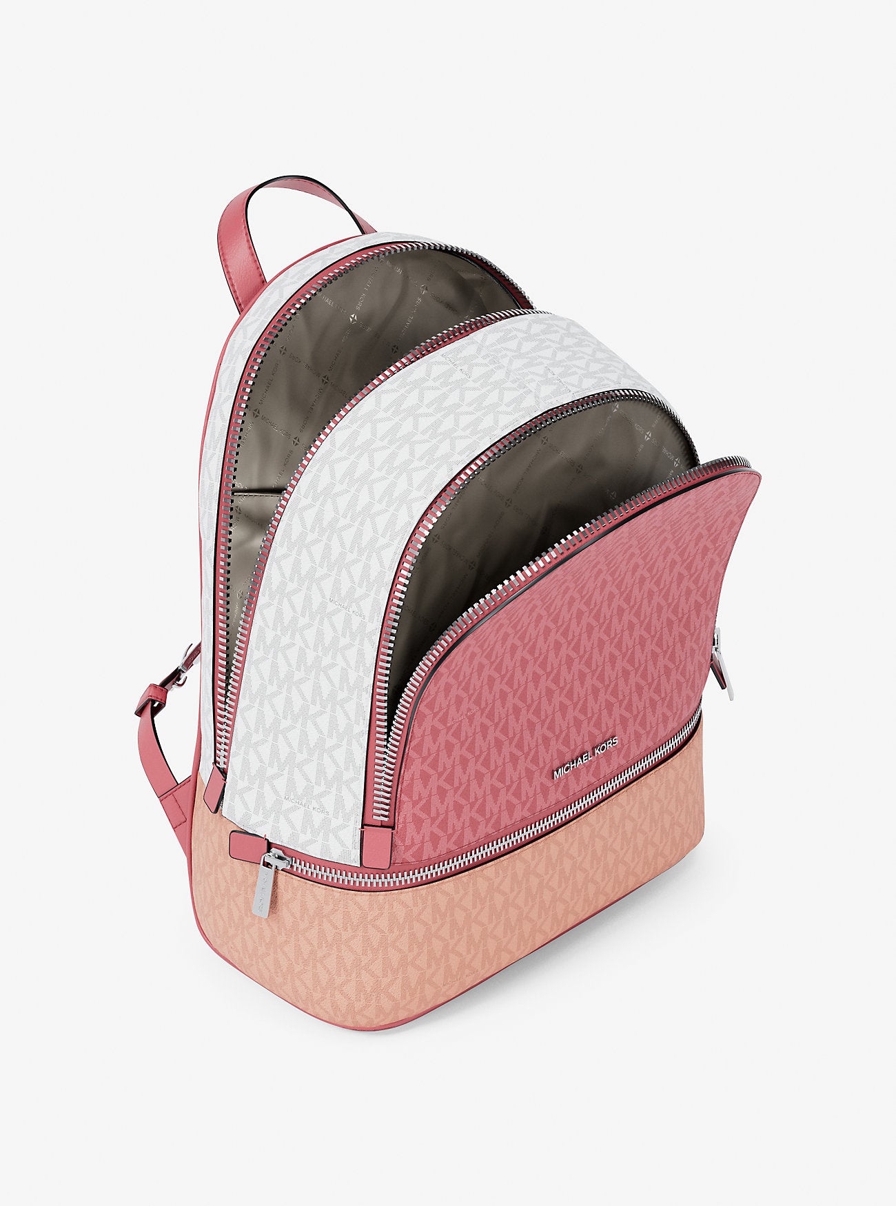 Rhea Medium Color-Block Signature Logo Backpack Hibiscus Hibiscus