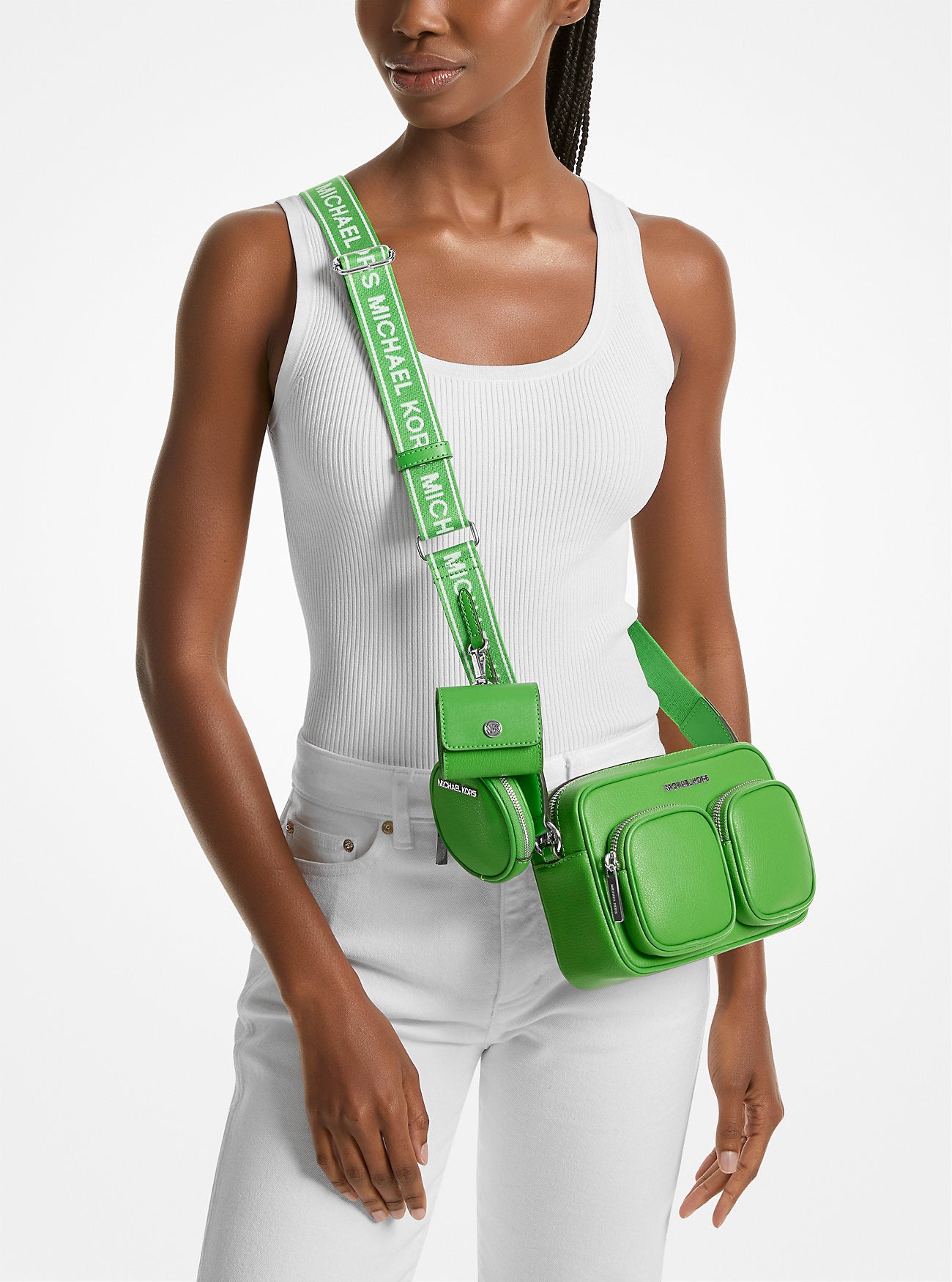 Jet Set Leather Medium Crossbody Bag with Case for Apple Airpods Pro® Jungle Jungle