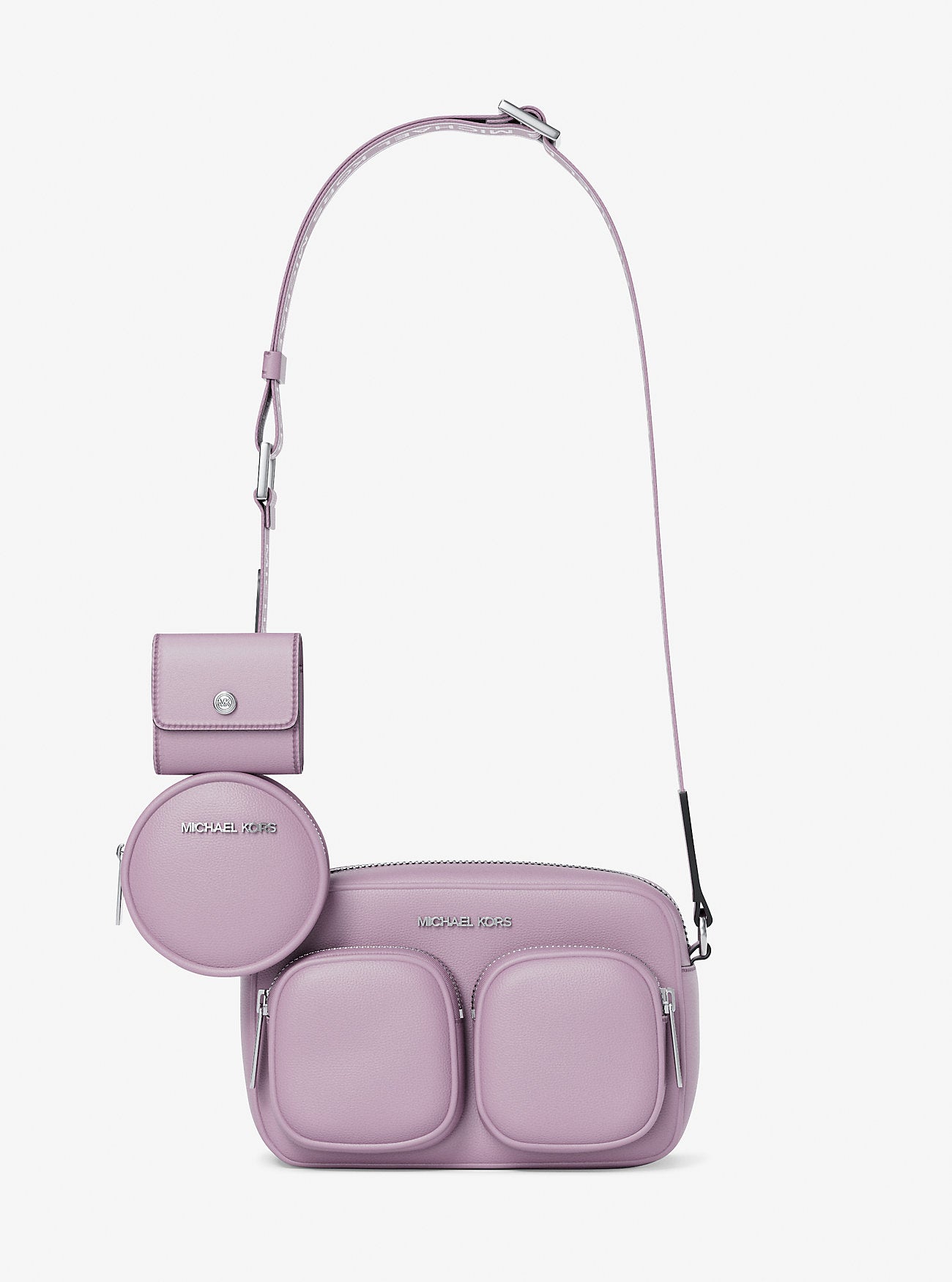 Jet Set Leather Medium Crossbody Bag with Case for Apple Airpods Pro® Lt Quartz Lt Quartz