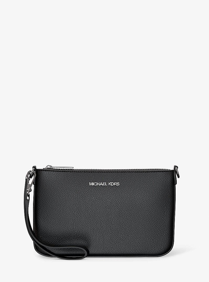 Jet Set Small Pebbled Leather Convertible Wristlet Black Black